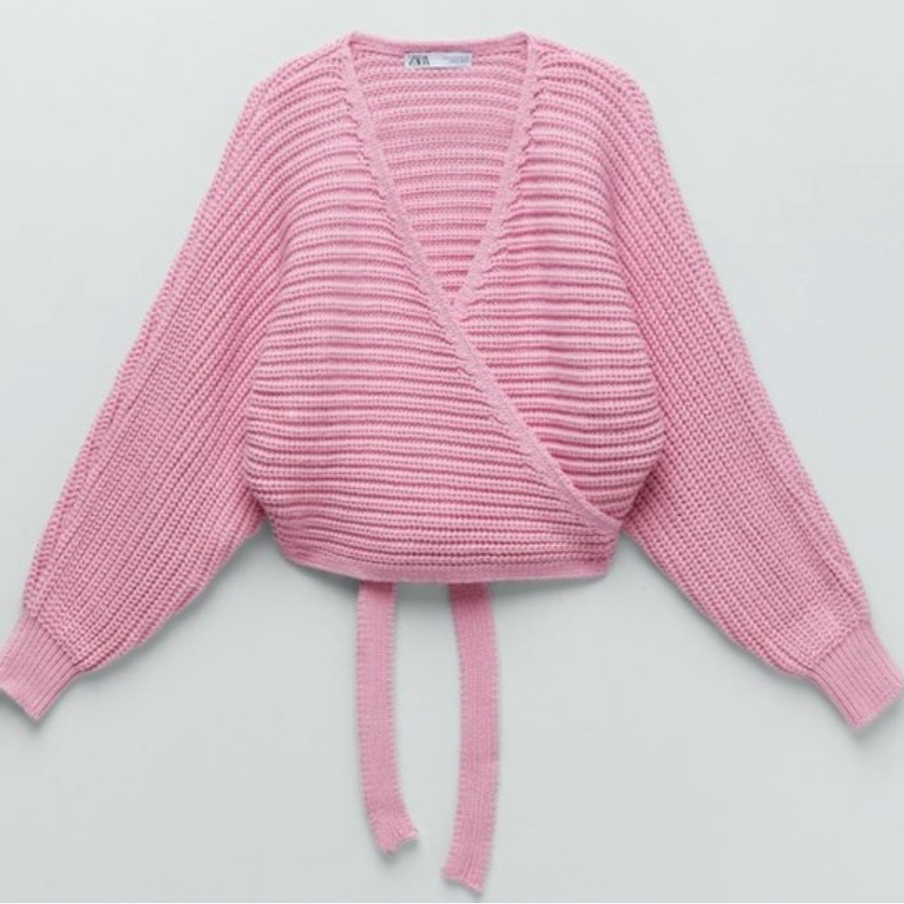 Zara Pink Wrap Sweater